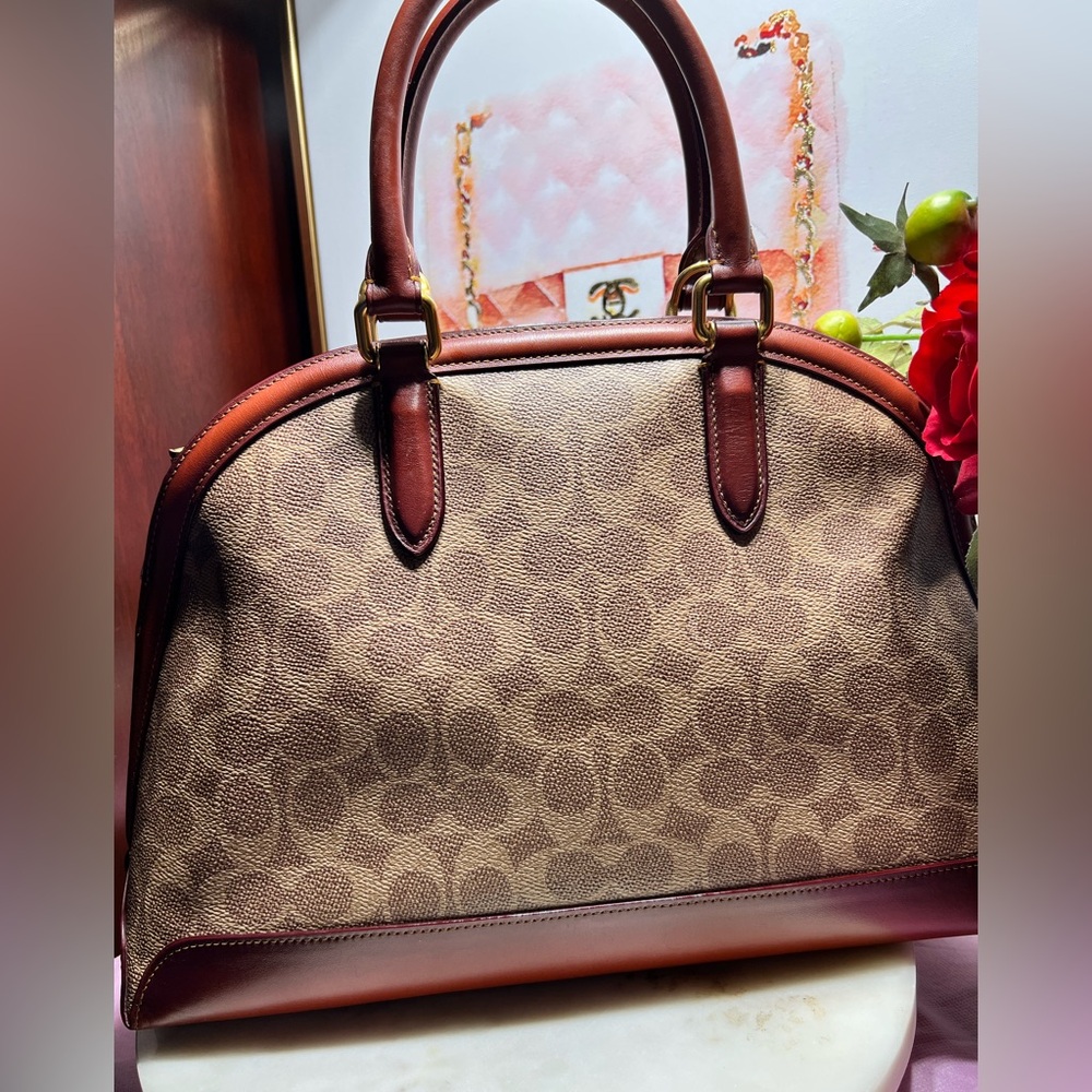 COACH QUINN SATCHEL SIGNATURE CANVAS EUC - Picture 2 of 14